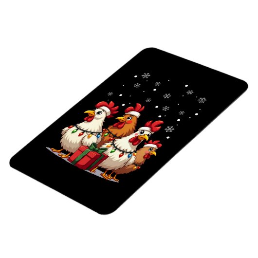 Magnet Flexible Feux de Noël Poulet Père Noël Drôle Noël (Côté Gauche)