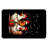 Magnet Flexible Feux de Noël Poulet Père Noël Drôle Noël (Horizontal)