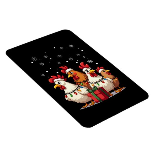 Magnet Flexible Feux de Noël Poulet Père Noël Drôle Noël (Côté Droit)