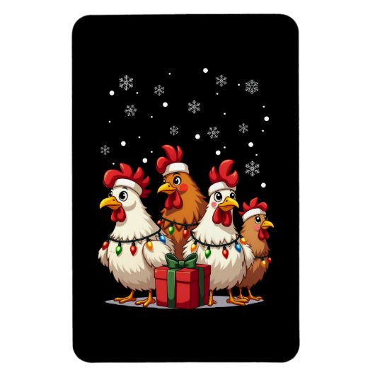 Magnet Flexible Feux de Noël Poulet Père Noël Drôle Noël (Vertical)