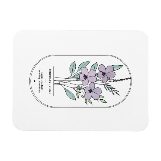 Magnet Flexible Février Violet Fleur de naissance (Horizontal)