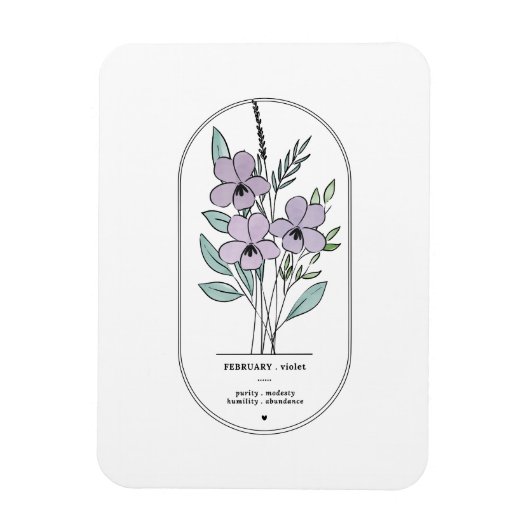 Magnet Flexible Février Violet Fleur de naissance (Vertical)
