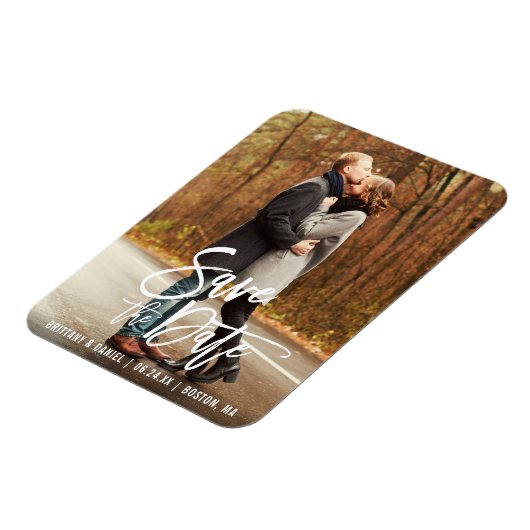 Magnet Flexible Fiançailles De Script De Brosse Moderne Enregistre (Côté Gauche)