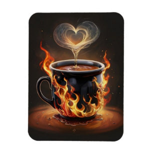Magnet Flexible Fiery Christmas Coffee Cup avec Heart Steam Art