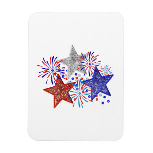 Magnet Flexible Fille 4 juillet Femmes Rouge Blanc Bleu Étoile Amé