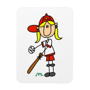 Magnet Flexible Fille à la batte Cadeaux de baseball en figurine b