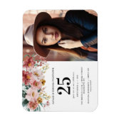 Magnet Flexible Fille aquarelle florale éditable photo d'âge (Vertical)