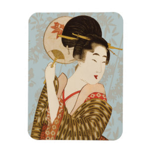 Magnet Flexible Fille de Geisha japonaise vintage en kimono avec é