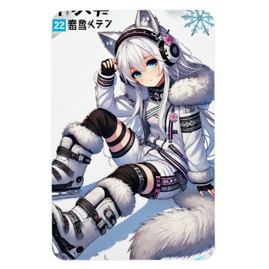 Magnet Flexible Fille de ski anime (Vertical)