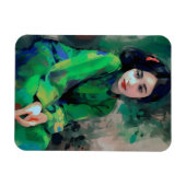 Magnet Flexible Fille en robe verte (Horizontal)