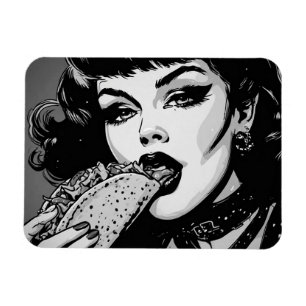 Magnet Flexible Fille gothique de style graphique BW des années 50