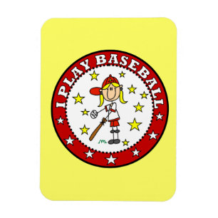 Magnet Flexible Fille Je Joue au Baseball T-shirts et Cadeaux