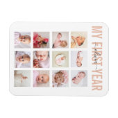 Magnet Flexible Fille Ma première année Nom du bébé 12 Photo Colla (Horizontal)