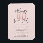 Magnet Flexible Fille parties scintillant rose moderne design 40e<br><div class="desc">Faire paraître 40 belle invitation d'anniversaire de parties scintillant rose girly. Texte de script moderne design monochrome. Partie d'une collection.</div>