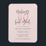 Magnet Flexible Fille parties scintillant rose moderne design 40e<br><div class="desc">Faire paraître 40 belle invitation d'anniversaire de parties scintillant rose girly. Texte de script moderne design monochrome. Partie d'une collection.</div>