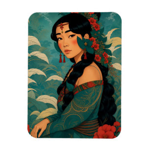 Magnet Flexible Fille polynésienne Portrait d'île tropicale