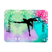 Magnet Flexible Filles Danse Aquarelle avec Coeurs flottants (Horizontal)