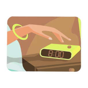 Magnet Flexible Filles main poussant sur le bouton snooze du révei