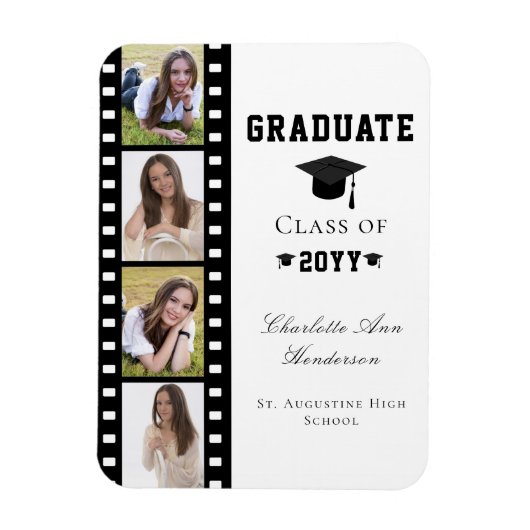 Magnet Flexible Filmstrip Four Photo Collage Graduation | BLANCHE (Vertical)