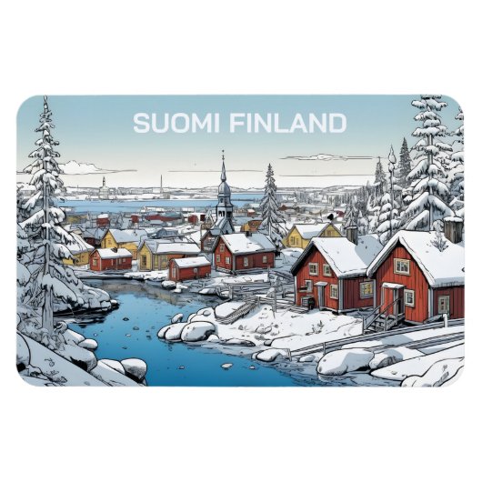 Magnet Flexible Finlande Illustration hivernale (Horizontal)