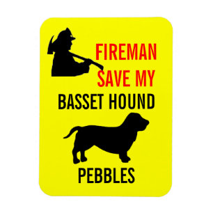 Magnet Flexible Firemer Personnalisé Sauvez Mon Basset Hound Fire
