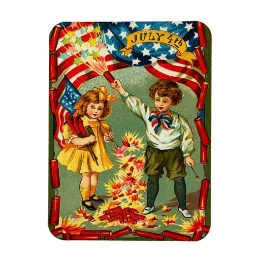 Magnet Flexible Fireworks 4 juillet vintage (Vertical)