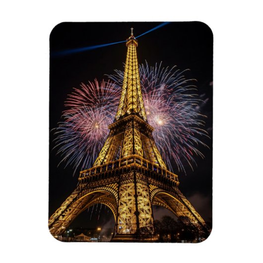 Magnet Flexible Fireworks Paris Eiffel Tower Cafes Postcard (Vertical)