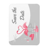 Magnet Flexible Flamant rose Amour Grande Lune Enregistrer la Date (Vertical)