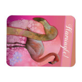 Magnet Flexible Flamant rose floral flamand (Horizontal)