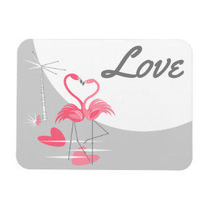 Magnet Flexible Flamant rose Love Grande Lune Love aimant flexible