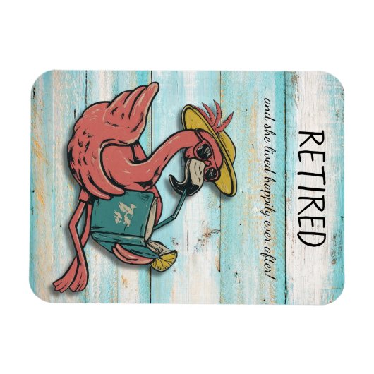 Magnet Flexible Flamant rose Retraité Lecture Livre Avec Boisson T (Horizontal)