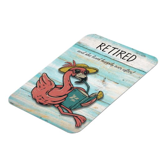 Magnet Flexible Flamant rose Retraité Lecture Livre Avec Boisson T (Côté Gauche)