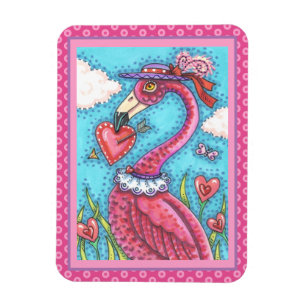 Magnet Flexible Flamant rose ROSE COEURS DE VALENTINE, INSÉPARABLE