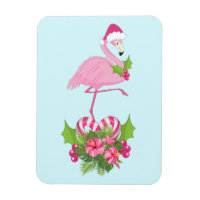 Flamant rose rose en Santa Hat avec Sucre de canne