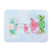 Magnet Flexible Flamant rose rose Momma & bébé avec palmiers (Horizontal)