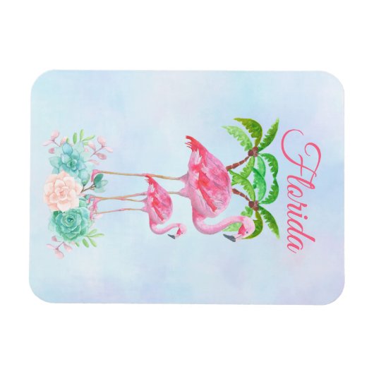 Magnet Flexible Flamant rose rose Momma & bébé Floride (Horizontal)