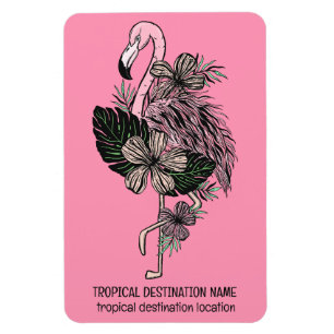 Magnet Flexible Flamant rose rose texte personnalisé