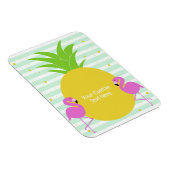 Magnet Flexible Flamants roses d'ananas texte personnalisé (Côté Droit)