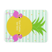 Magnet Flexible Flamants roses d'ananas texte personnalisé (Horizontal)