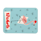Magnet Flexible Flamingo Santa Bleu Nom aimant portrait flexible (Horizontal)