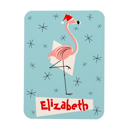 Magnet Flexible Flamingo Santa Bleu Nom aimant portrait flexible (Vertical)
