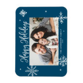 Magnet Flexible Flammes de neige Whimsical Blue Happy Holidays Pho (Vertical)