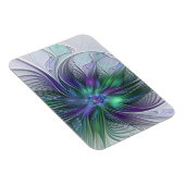 Magnet Flexible Fleur abstraite moderne fractale verte violette (Côté Droit)