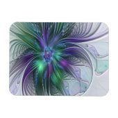 Magnet Flexible Fleur abstraite moderne fractale verte violette (Horizontal)