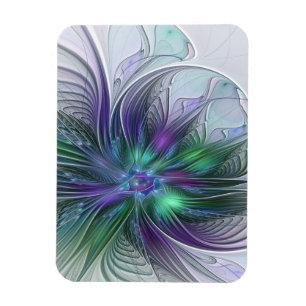 Magnet Flexible Fleur abstraite moderne fractale verte violette