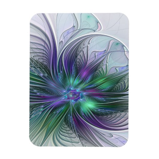 Magnet Flexible Fleur abstraite moderne fractale verte violette (Vertical)