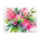 Magnet Flexible Fleur botanique à l'aquarelle rose vert (Horizontal)