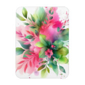 Magnet Flexible Fleur botanique à l'aquarelle rose vert (Vertical)