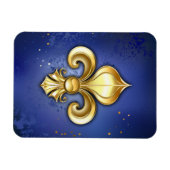 Magnet Flexible Fleur de lis dorée sur fond bleu (Horizontal)