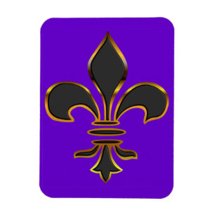 Magnet Flexible Fleur-De-lis noir équilibré en or